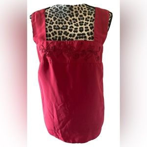 Counterparts camisole  women size 14 red square neck sleeveless embroidered 20W